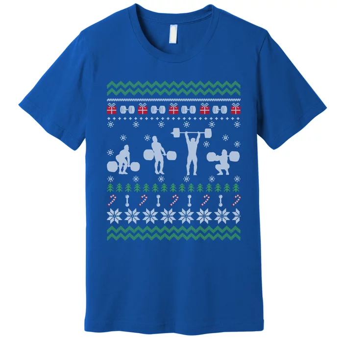 Funny Weightlifting Ugly Christmas Sweater Gift Gift Premium T-Shirt