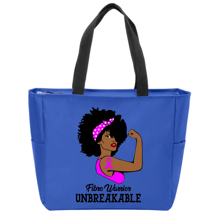 Fibro Warrior Unbreakable Strong Fibromyalgia Gift Zip Tote Bag