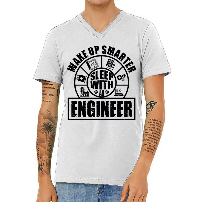 Funny Wake Up Smarter Sleep With A Engineer V-Neck T-Shirt