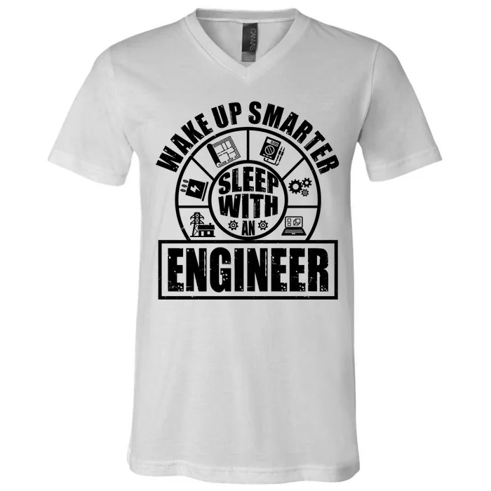 Funny Wake Up Smarter Sleep With A Engineer V-Neck T-Shirt