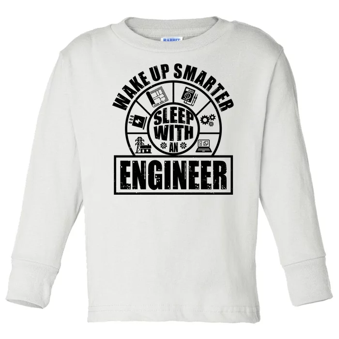 Funny Wake Up Smarter Sleep With A Engineer Toddler Long Sleeve Shirt