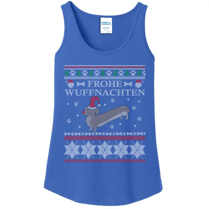 Frohe WuffnäChs Ugly Christmas Sweater Dachshund Woofmas Gift Ladies Essential Tank