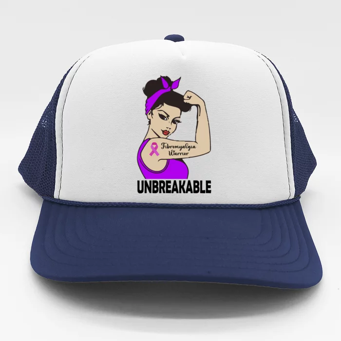 Fibromyalgia Warrior Unbreakable Gift Perfect Strong Gift Trucker Hat