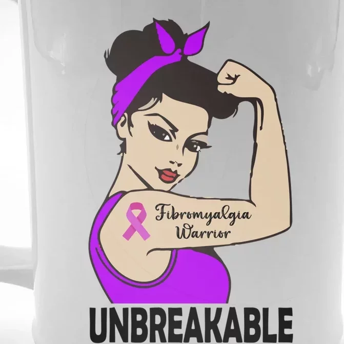 Fibromyalgia Warrior Unbreakable Gift Perfect Strong Gift Front & Back Beer Stein