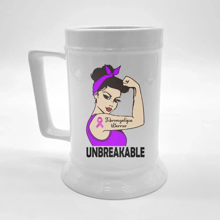 Fibromyalgia Warrior Unbreakable Gift Perfect Strong Gift Front & Back Beer Stein