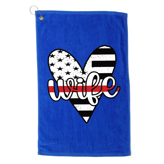 Fire Wife Us Flag Proud Firefighter Wife Funny Gift Platinum Collection Golf Towel