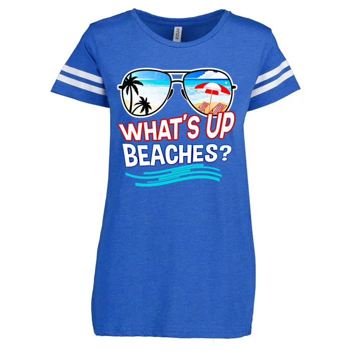 Funny Whats Up Beaches Family Vacation Matching Gift Enza Ladies Jersey Football T-Shirt