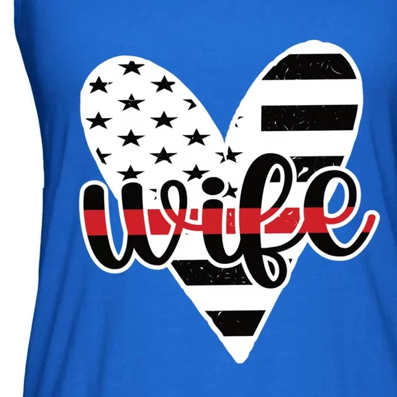 Fire Wife Us Flag Proud Firefighter Wife Thin Red Line Gift Ladies Essential Flowy Tank