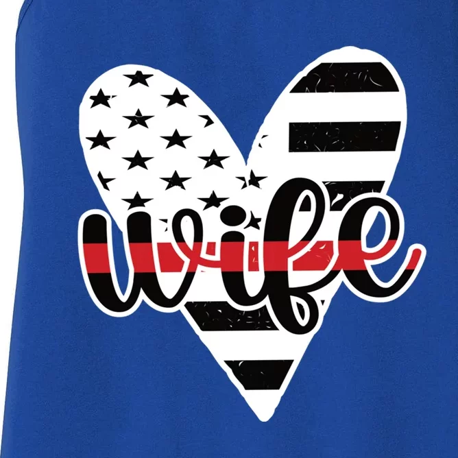 Fire Wife Us Flag Proud Firefighter Wife Thin Red Line Gift Women's Racerback Tank