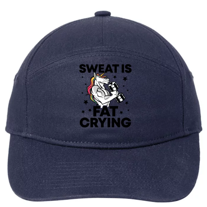 Funny Workout Unicorn Gift Sweat Is Fat Crying Gym Gift 7-Panel Snapback Hat