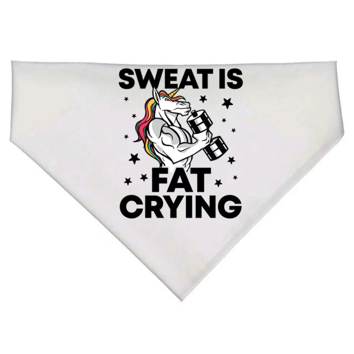 Funny Workout Unicorn Gift Sweat Is Fat Crying Gym Gift USA-Made Doggie Bandana