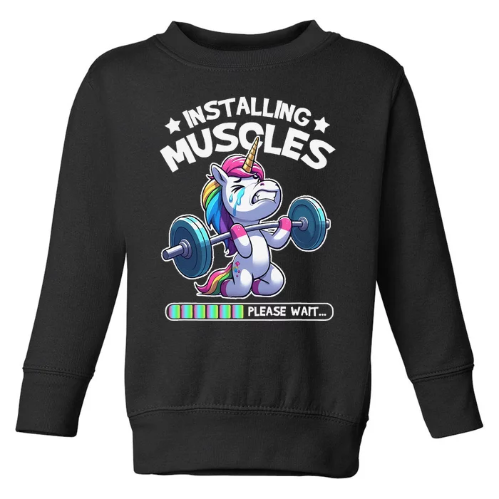 Fitness Weightlifting Unicorn Gym Workout Weight Training Toddler Sweatshirt