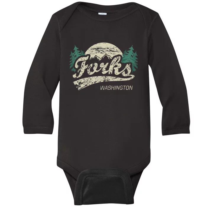 Forks Washington Vintage Baby Long Sleeve Bodysuit