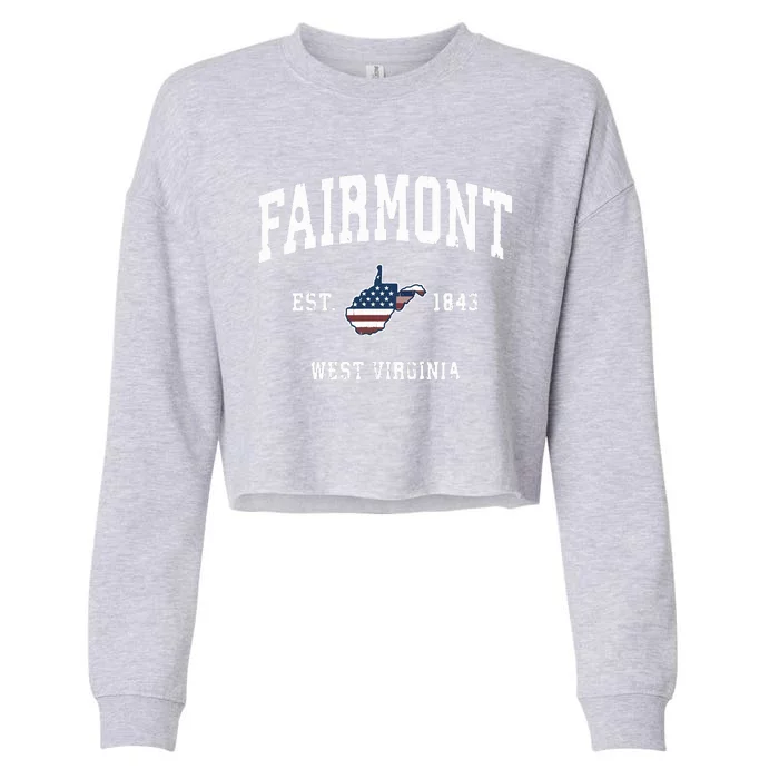 Fairmont West Virginia Wv Vintage American Flag Design Cropped Pullover Crew