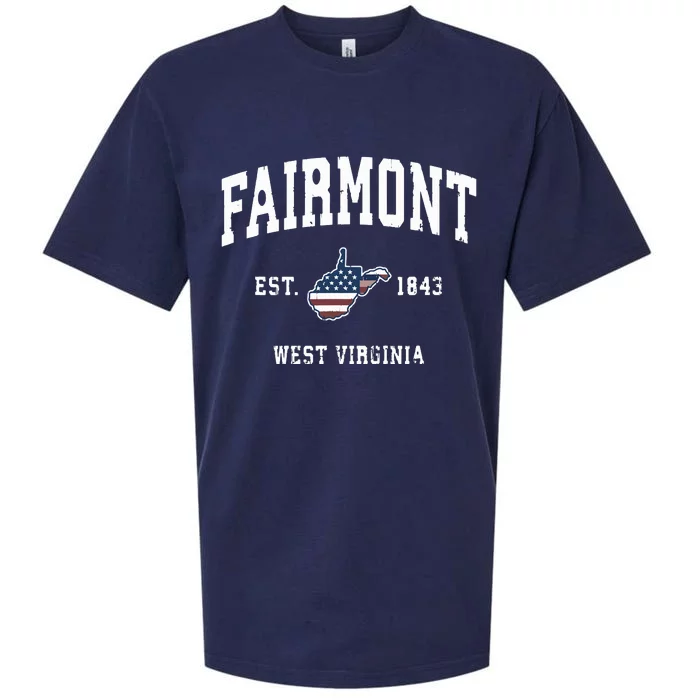 Fairmont West Virginia Wv Vintage American Flag Design Sueded Cloud Jersey T-Shirt