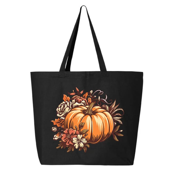 Fall Women Vintage Pumpkin Autumn Graphic Thanksgiving 25L Jumbo Tote