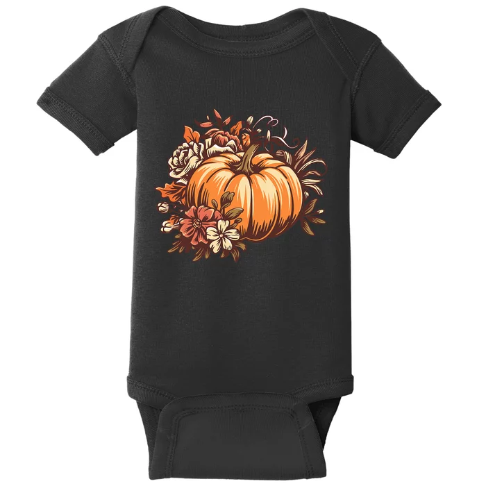 Fall Women Vintage Pumpkin Autumn Graphic Thanksgiving Baby Bodysuit