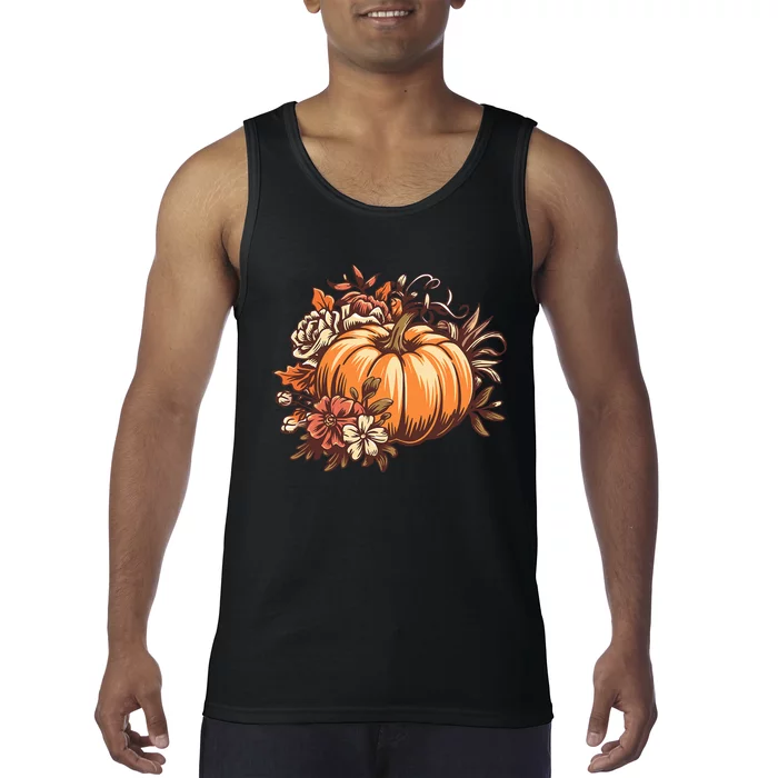 Fall Women Vintage Pumpkin Autumn Graphic Thanksgiving Tank Top