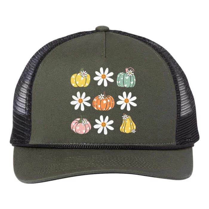 Fall Women Vintage Pumpkin Autumn Graphic Thanksgiving Retro Rope Trucker Hat Cap