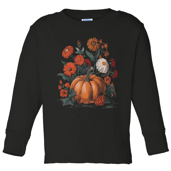 Fall Women Vintage Pumpkin Autumn Graphic Thanksgiving Toddler Long Sleeve Shirt