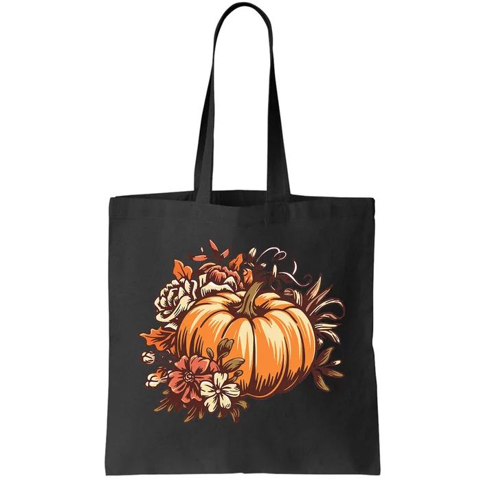 Fall Women Vintage Pumpkin Autumn Graphic Thanksgiving Tote Bag