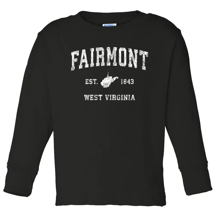 Fairmont West Virginia Wv Vintage Athletic Sports Toddler Long Sleeve Shirt