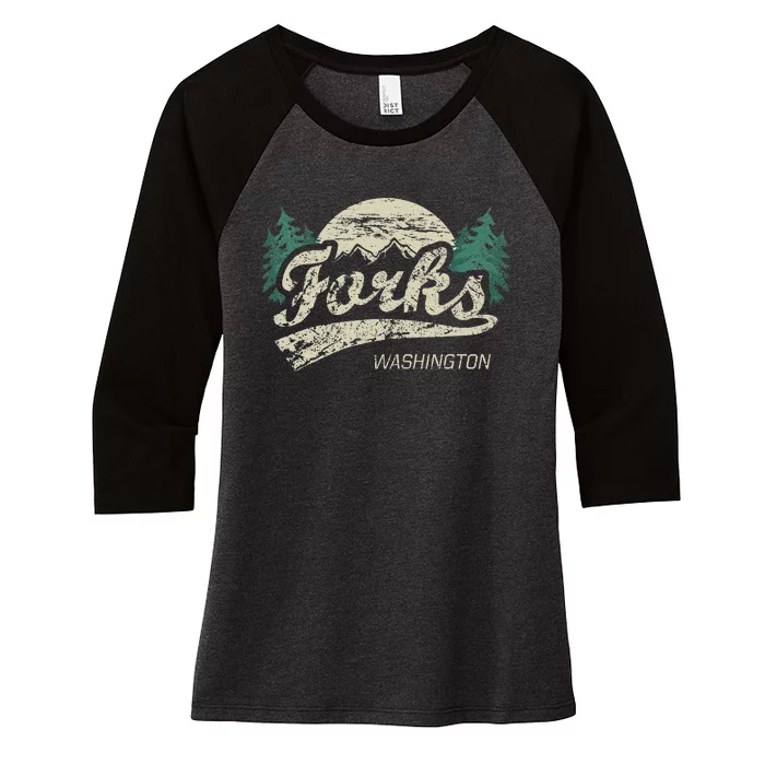 Forks Washington Vintage Women's Tri-Blend 3/4-Sleeve Raglan Shirt