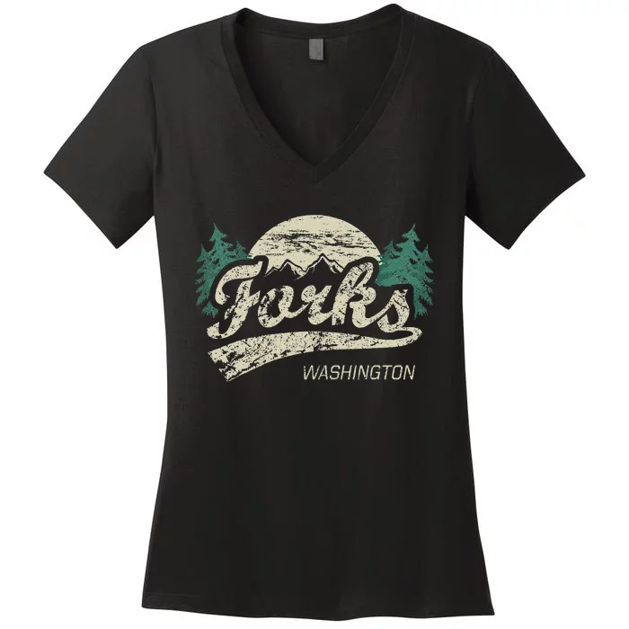 Forks Washington Vintage Women's V-Neck T-Shirt