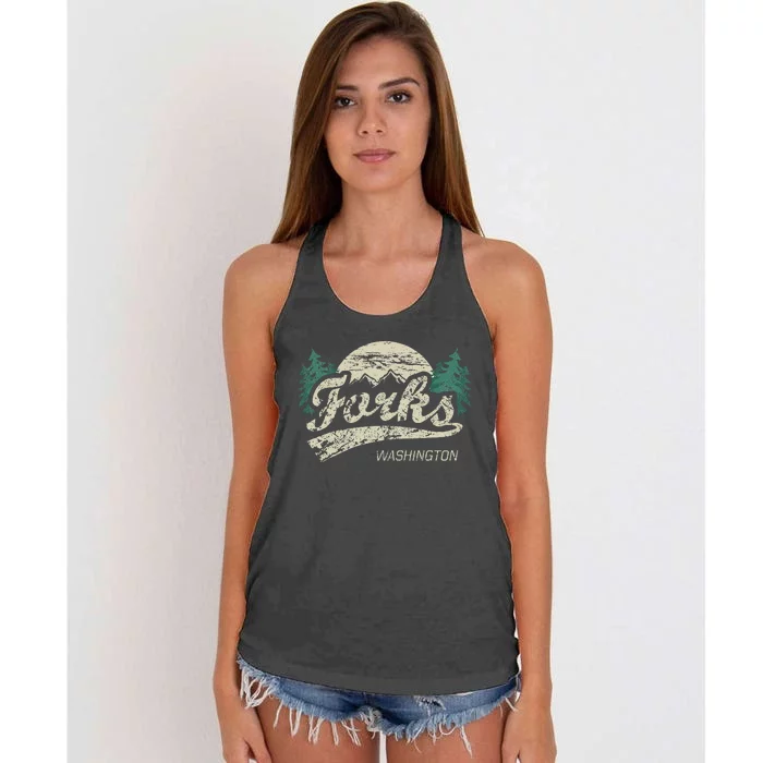 Forks Washington Vintage Women's Knotted Racerback Tank