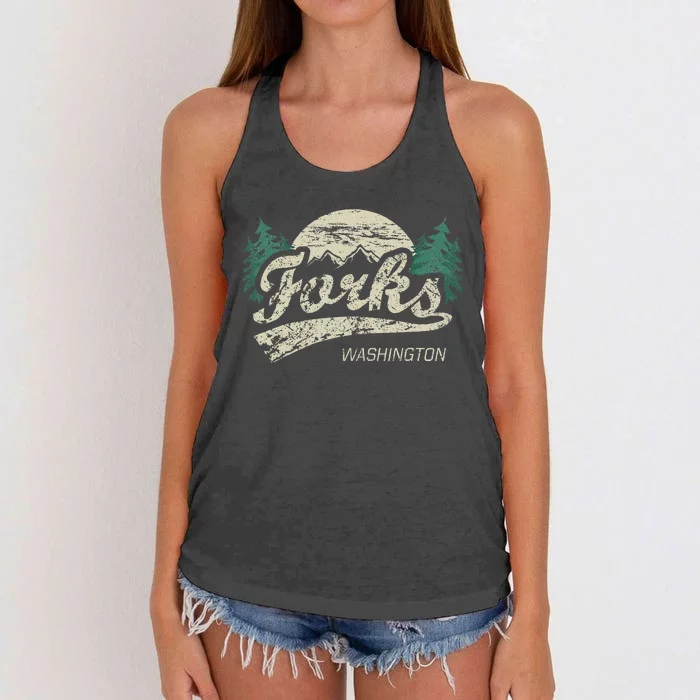 Forks Washington Vintage Women's Knotted Racerback Tank