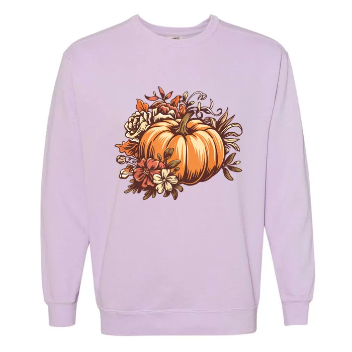 Fall Women Vintage Pumpkin Autumn Graphic Thanksgiving Garment-Dyed Sweatshirt