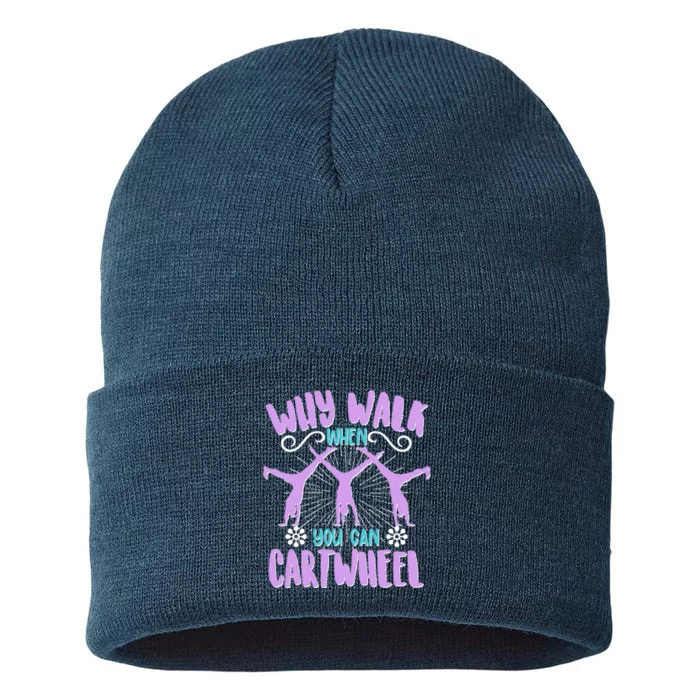 Funny Why Walk When You Can Cartwheel Sustainable Knit Beanie