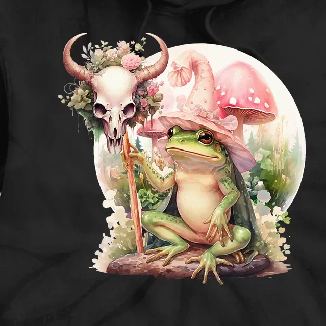 Frog With Witch Hat ShirtSkull Mushroom Everybody Croaks Tie Dye Hoodie