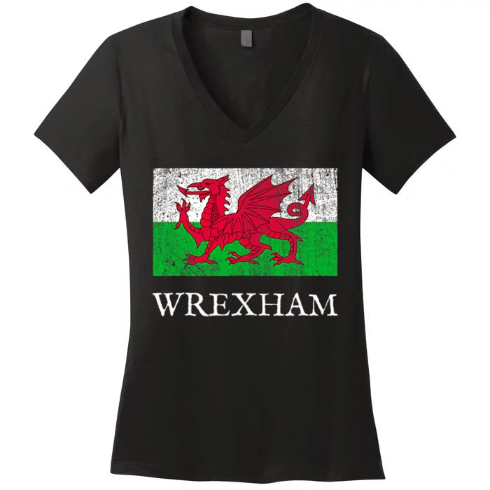 Football Wales Welsh Soccer Jersey Retro Vintage Women's V-Neck T-Shirt