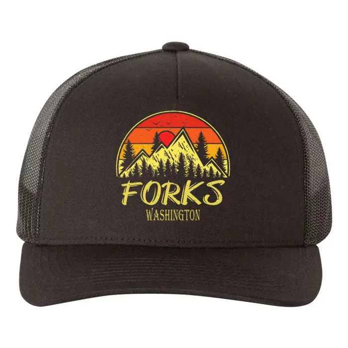 Forks Washington WA Mountains Hike Hiking Souvenir Yupoong Adult 5-Panel Trucker Hat