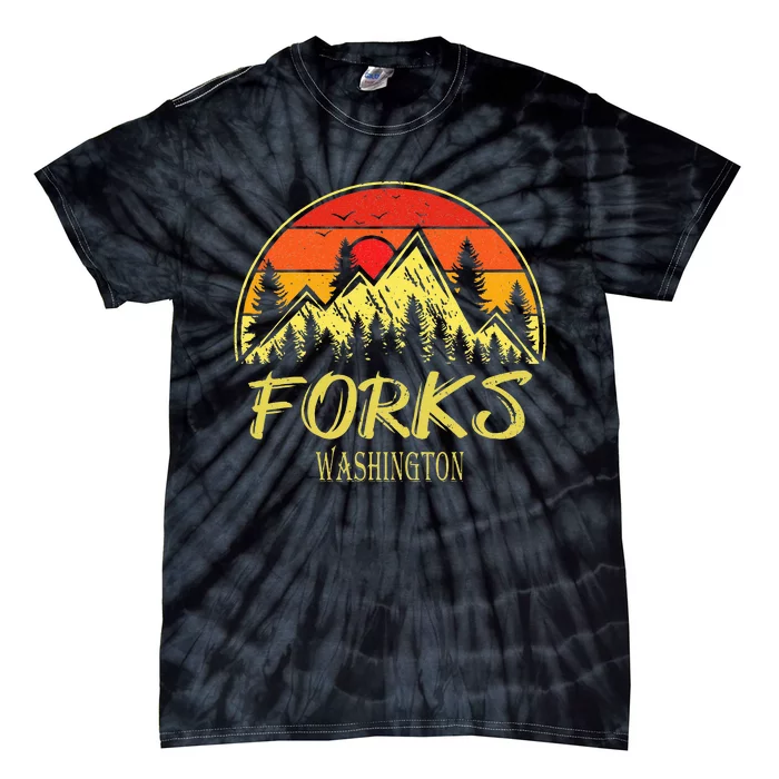 Forks Washington WA Mountains Hike Hiking Souvenir Tie-Dye T-Shirt