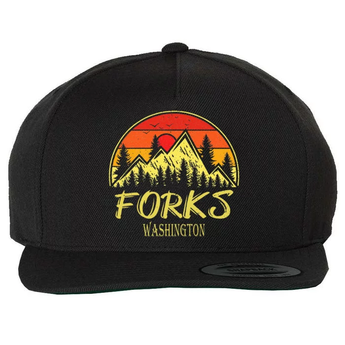 Forks Washington WA Mountains Hike Hiking Souvenir Wool Snapback Cap