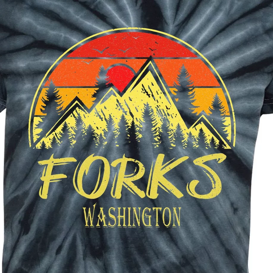 Forks Washington WA Mountains Hike Hiking Souvenir Kids Tie-Dye T-Shirt