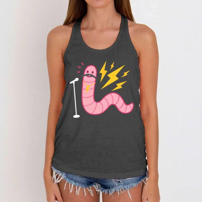 Funny Worm With A Mustache Tom Ariana Reality Women's Knotted Racerback Tank