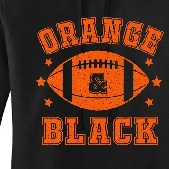 Football We Wear Orange And Black School Spirit Women's Pullover Hoodie