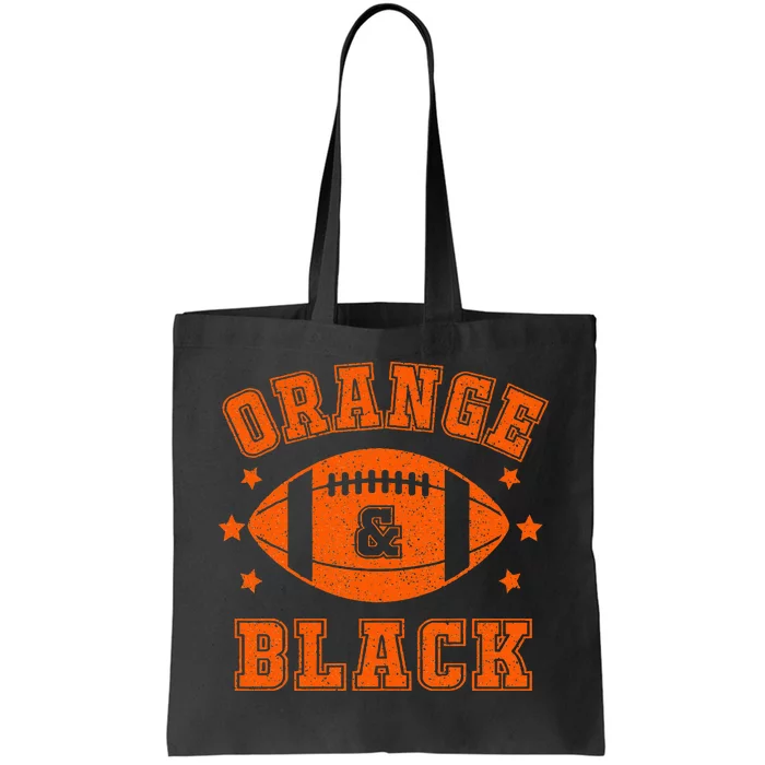 Football We Wear Orange And Black School Spirit Tote Bag