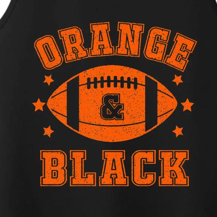 Football We Wear Orange And Black School Spirit Performance Tank