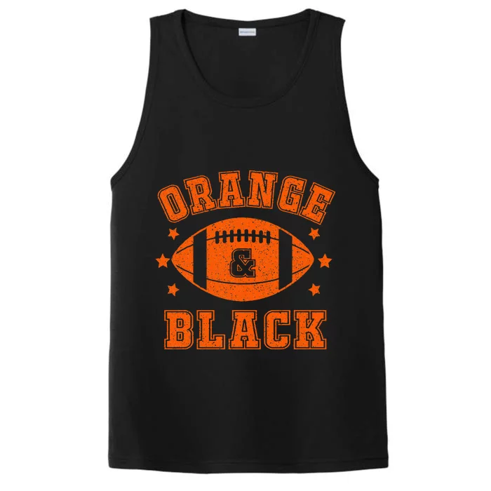 Football We Wear Orange And Black School Spirit Performance Tank