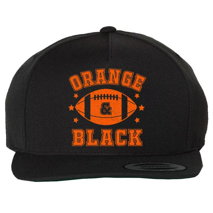 Football We Wear Orange And Black School Spirit Wool Snapback Cap