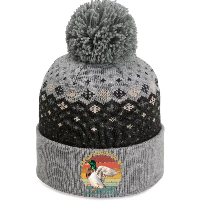 Funny Waterfowl Wild Birds Easily Distracted By Mallard Duck The Baniff Cuffed Pom Beanie