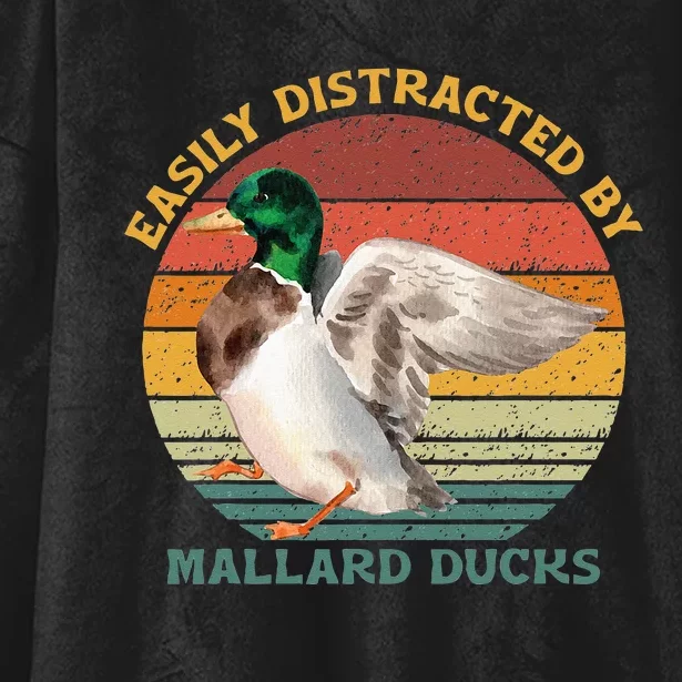 Funny Waterfowl Wild Birds Easily Distracted By Mallard Duck Hooded Wearable Blanket