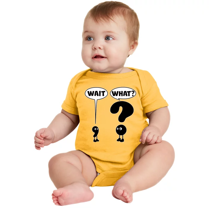 Funny Wait What Comma Question Mark Comic Baby Bodysuit