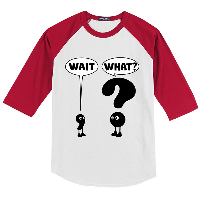 Funny Wait What Comma Question Mark Comic Kids Colorblock Raglan Jersey