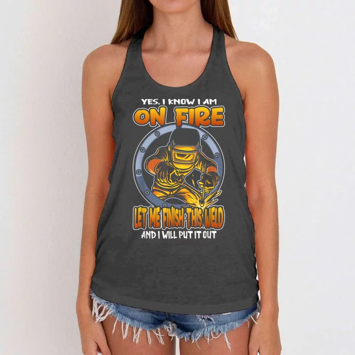 Funny Welder & Welding Gift Idea Women's Knotted Racerback Tank