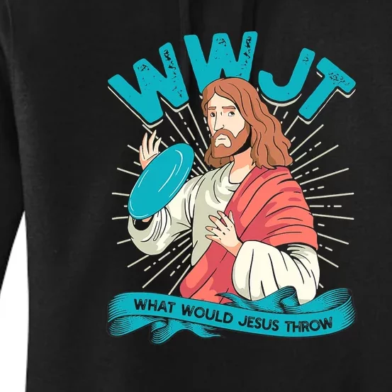 Funny WWJT What Would Jesus Throw Frisbee Disc Golf Sport Women's Pullover Hoodie